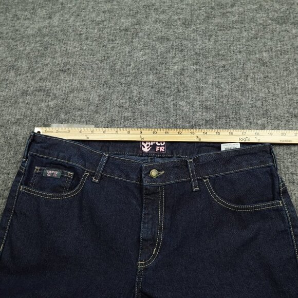 Lapco Fr Jeans Womens 16 Blue Workwear Contoured Waistband Mid Rise Boot Cut - Picture 13 of 14